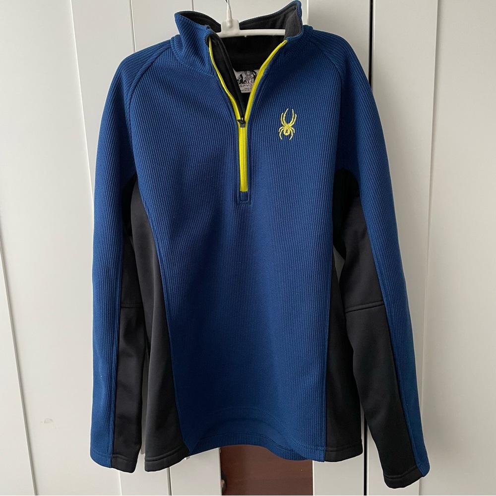 MENS SPYDER Half Zip Pullover Blue/Black Sz. L